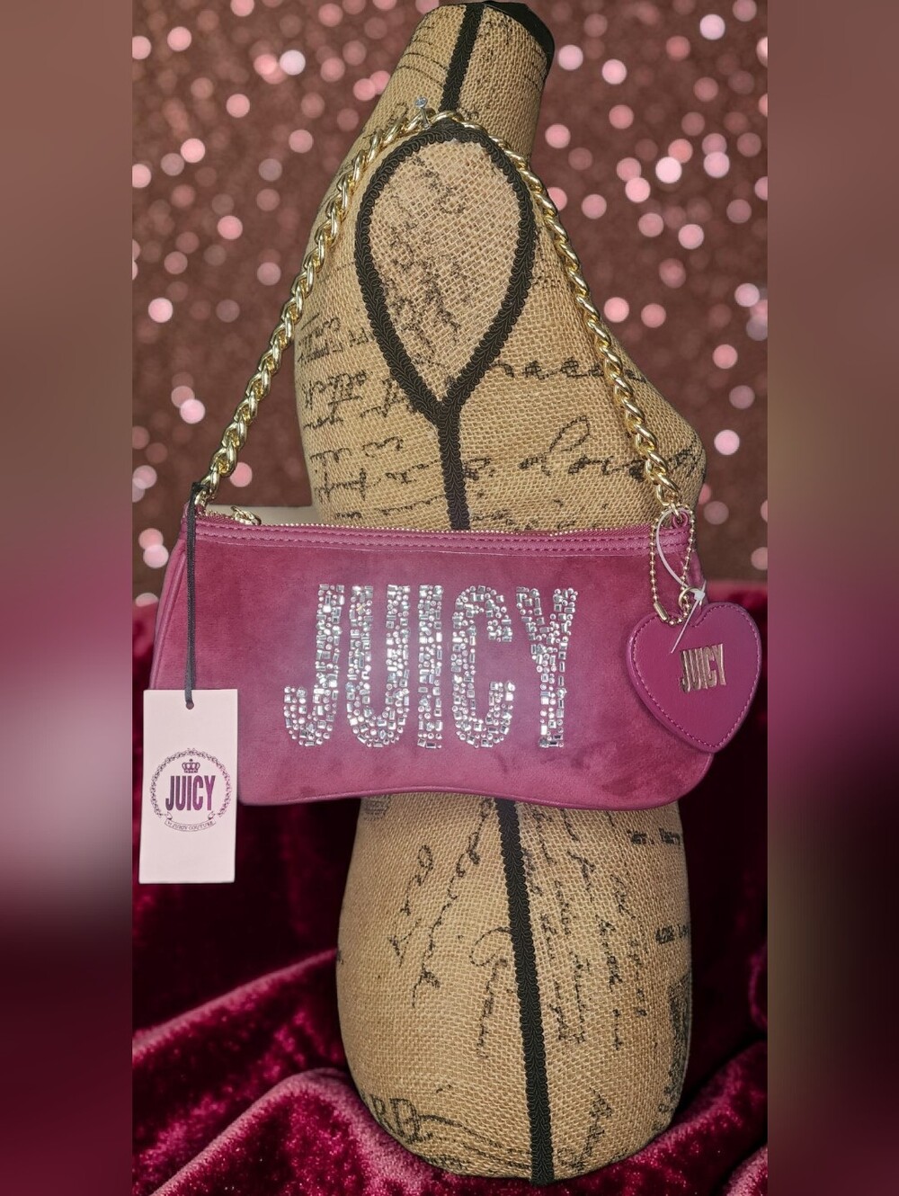 Juicy Couture Crystal Shine Bright Shoulder Bag In Plum Berry NWT